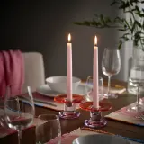 IKEA KLOKHET (ИКЕА КЛОКХЕТ) — Свеча коническая без аромата, светло-розовый 25 см — фото 3