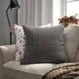 IKEA BRUNNYCKLAR (ИКЕА БРУННИКЛАР) — Наволочка декоративная, тёмно-зелёный/чёрный/рисунок в горошек 50x50 см — фото 3
