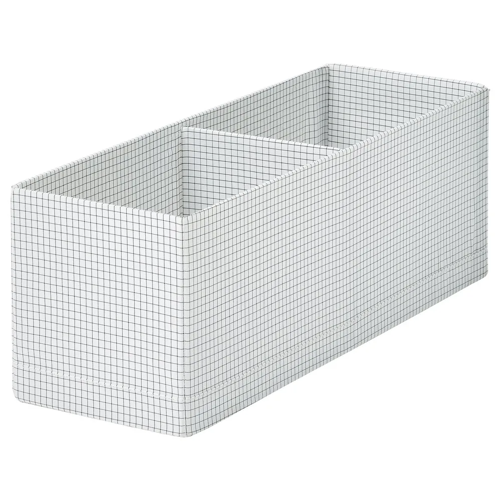 IKEA STUK (ИКЕА СТУК) — Коробка с перегородкой, белый/чёрный 17x51x18 см