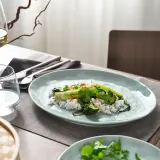 IKEA FORELLTETRA (ИКЕА ФОРЕЛЛТЕТРА) — Тарелка, бирюзовый/серый 29x25 см — фото 2