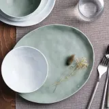 IKEA FORELLTETRA (ИКЕА ФОРЕЛЛТЕТРА) — Тарелка, бирюзовый/серый 29x25 см — фото 3
