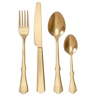 IKEA NATTKLOT (ИКЕА НАТТКЛОТ) — Набор столовых приборов, 24 шт., золотистый