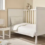 IKEA LEN (ИКЕА ЛЕН) — Пододеяльник с наволочкой для кроватки, белый/бежевый в горошек 110x125/35x55 см — фото 3