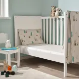 IKEA LEN (ИКЕА ЛЕН) — Детская простыня, белая/бежевая в горошек с зайчиками 60x120 см — фото 4