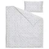 IKEA LEN (ИКЕА ЛЕН) — Пододеяльник и 1 наволочка для детской кроватки, белый синий/в белочки и ежики 110x125/35x55 см — фото 2