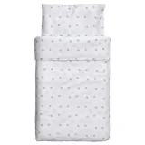 IKEA LEN (ИКЕА ЛЕН) — Пододеяльник и 1 наволочка для детской кроватки, белый синий/в белочки и ежики 110x125/35x55 см — фото 6