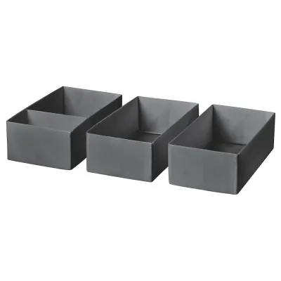 IKEA SKUBB (ИКЕА СКУББ) — Коробка, 3 шт., тёмно-серый 20x38x12 см