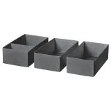 IKEA SKUBB (ИКЕА СКУББ) — Коробка, 3 шт., тёмно-серый 20x38x12 см — фото 1