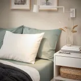 IKEA DVALA (ИКЕА ДВАЛА) — Простыня на резинке, серо-зелёный 90х200 см — фото 3