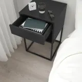 IKEA VIKHAMMER (ИКЕА ВИКХАММЕР) — Столик ночной, чёрный 40х39 см — фото 3