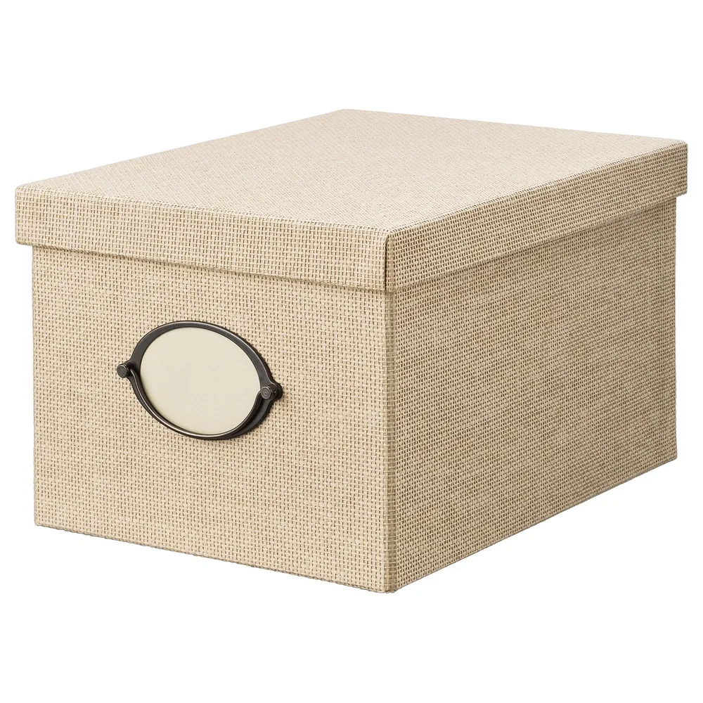 IKEA KVARNVIK (ИКЕА КВАРНВИК) — Контейнер с крышкой, бежевый 25x35x20 см