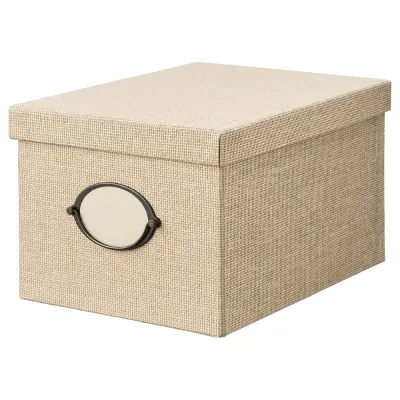 IKEA KVARNVIK (ИКЕА КВАРНВИК) — Контейнер с крышкой, бежевый 25x35x20 см