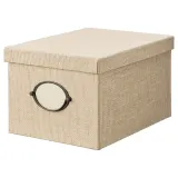 IKEA KVARNVIK (ИКЕА КВАРНВИК) — Контейнер с крышкой, бежевый 25x35x20 см — фото 1