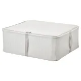 IKEA HEMMAFIXARE (ИКЕА ХЕММАФИКСАРЕ) — Контейнер для одежды/белья, ткань в полоску/белый/серый 44x51x19 см — фото 1