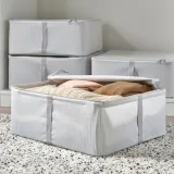 IKEA HEMMAFIXARE (ИКЕА ХЕММАФИКСАРЕ) — Контейнер для одежды/белья, ткань в полоску/белый/серый 44x51x19 см — фото 2