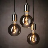 IKEA MOLNART (ИКЕА МОЛНАРТ) — Лампочка светодиодная E27 140 люмен, шар серое прозрачное стекло 125 мм — фото 3