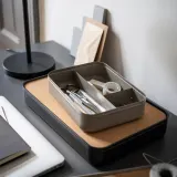 IKEA HARVMATTA (ИКЕА ХАРВМАТТА) — Коробка с отделениями, тёмный серо-бежевый 24x18x6 см — фото 4