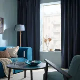 IKEA SANELA (ИКЕА САНЕЛА) — Штора, 2 шт., тёмно-синяя бархатная с люверсами 140x250 см — фото 2