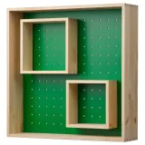 IKEA SKOGSMOSAIK (ИКЕА СКОГСМОСАИК) — Полка выставочная, сосна/зелёный 45х45 см — фото 1