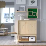 IKEA SKOGSMOSAIK (ИКЕА СКОГСМОСАИК) — Полка выставочная, сосна/зелёный 45х45 см — фото 3