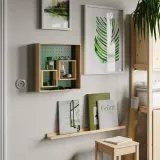 IKEA SKOGSMOSAIK (ИКЕА СКОГСМОСАИК) — Полка выставочная, сосна/зелёный 45х45 см — фото 4