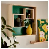 IKEA SKOGSMOSAIK (ИКЕА СКОГСМОСАИК) — Полка выставочная, сосна/зелёный 45х45 см — фото 5