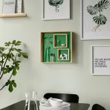 IKEA SKOGSMOSAIK (ИКЕА СКОГСМОСАИК) — Полка выставочная, сосна/зелёный 45х45 см — фото 6