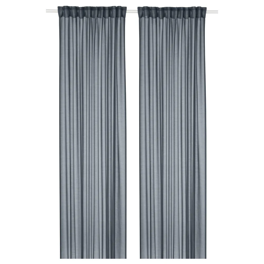 IKEA STENFRÖ (ИКЕА СТЕНФРЁ) — Гардины, 2 шт., тёмно-синий/на шторной ленте 145х300 см