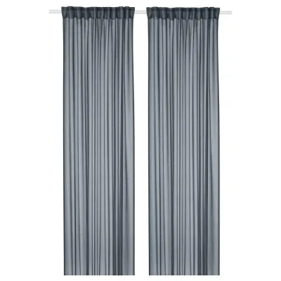 IKEA STENFRÖ (ИКЕА СТЕНФРЁ) — Гардины, 2 шт., тёмно-синий/на шторной ленте 145х300 см