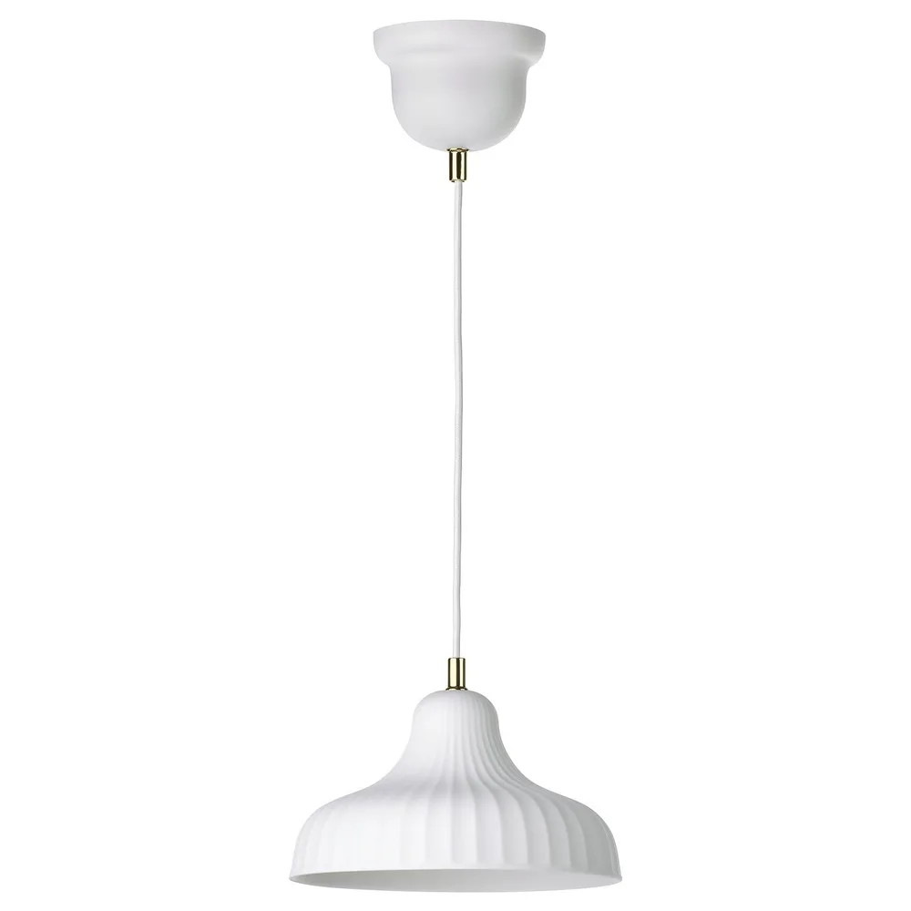 IKEA SKIVTOFS (ИКЕА СКИВТОФС) — Подвесной светильник, кремовый/керамика 24 см