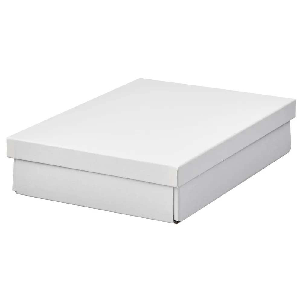 IKEA FJÄDERHARV (ИКЕА ФЙЭДЕРХАРВ) — Коробка с крышкой, белый 25х35х8 см