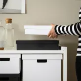 IKEA FJÄDERHARV (ИКЕА ФЙЭДЕРХАРВ) — Коробка с крышкой, белый 25х35х8 см — фото 3