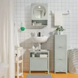 IKEA IVÖSJÖN (ИКЕА ИВЁШЁН) — Напольный шкаф под раковину, с раздвижными дверцами/зелёный 50х33х57 см — фото 2