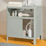 IKEA IVÖSJÖN (ИКЕА ИВЁШЁН) — Напольный шкаф под раковину, с раздвижными дверцами/зелёный 50х33х57 см — фото 4