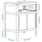IKEA IVÖSJÖN (ИКЕА ИВЁШЁН) — Напольный шкаф под раковину, с раздвижными дверцами/зелёный 50х33х57 см — фото 6