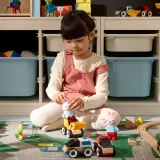 IKEA LILLABO (ИКЕА ЛИЛЛАБО) — Набор машинок, 3 предмета, экскаватор/полицейская машина/гоночный автомобиль разноцветный — фото 2