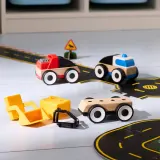 IKEA LILLABO (ИКЕА ЛИЛЛАБО) — Набор машинок, 3 предмета, экскаватор/полицейская машина/гоночный автомобиль разноцветный — фото 4