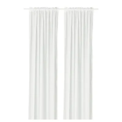 IKEA MÄSTERROT (ИКЕА МЭСТЕРРОТ) — Гардины, 2 шт., белый/клетка на шторной ленте 145x300 см
