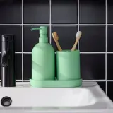 IKEA GANSJÖN (ИКЕА ГАНШЁН) — Комплект для ванной, 3 предмета, светло-зелёный — фото 2