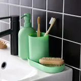 IKEA GANSJÖN (ИКЕА ГАНШЁН) — Комплект для ванной, 3 предмета, светло-зелёный — фото 3