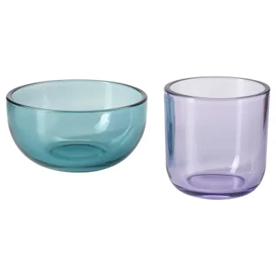 IKEA TALLTITA (ИКЕА ТАЛЛТИТА) — Подсвечник для чайных свечей, 2 предмета, синий/сиреневый