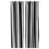 IKEA SLÅNHÖSTMAL (ИКЕА СЛОНХЁСТМАЛ) — Гардины, 2 шт., белый/чёрные полоски/с люверсами 145x300 см — фото 1