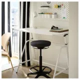 IKEA SLÅNHÖSTMAL (ИКЕА СЛОНХЁСТМАЛ) — Гардины, 2 шт., белый/чёрные полоски/с люверсами 145x300 см — фото 2