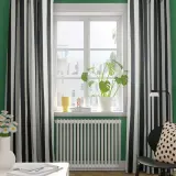 IKEA SLÅNHÖSTMAL (ИКЕА СЛОНХЁСТМАЛ) — Гардины, 2 шт., белый/чёрные полоски/с люверсами 145x300 см — фото 3
