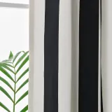 IKEA SLÅNHÖSTMAL (ИКЕА СЛОНХЁСТМАЛ) — Гардины, 2 шт., белый/чёрные полоски/с люверсами 145x300 см — фото 4