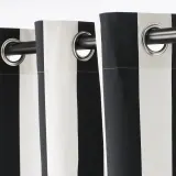 IKEA SLÅNHÖSTMAL (ИКЕА СЛОНХЁСТМАЛ) — Гардины, 2 шт., белый/чёрные полоски/с люверсами 145x300 см — фото 5