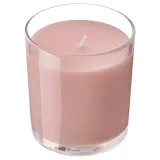 IKEA LOTSFÅGEL (ИКЕА ЛОТСФОГЕЛ) — Ароматическая свеча в стакане, красные лесные ягоды светло-розовый 40 ч — фото 1