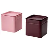 IKEA BLOMNING (ИКЕА БЛОМНИНГ) — Банка с крышкой, коричнево-красный/розовый для кофе/чая 10x10x10 см — фото 1