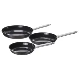 IKEA GULDÖRING (ИКЕА ГУЛДЁРИНГ) — Сковороды, 3 шт., антипригарное покрытие нержавеющая сталь/чёрно-серый — фото 1