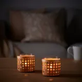 IKEA PÅVEFINK (ИКЕА ПОВЕФИНК) — Подсвечник для чайной свечи, бамбук 8 см — фото 3
